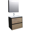 Adema Industrial Badmeubelset 60x45.5x58cm met overloop inclusief spiegelkast linksdraaiend hout/zwart SW405223 Adema Industrial Badmeubelset 60x45.5x58cm met overloop inclusief spiegelkast linksdraaiend hout/zwart SW405223