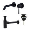 FugaFlow Eccelente Sobrado Slim Slim Kit mitigeur lavabo - robinet encastrable - bonde clic clac - siphon design - Noir mat SW1124361