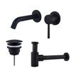 Fortifura Calvi Slim Kit mitigeur lavabo - robinet encastrable - bonde non-obturable - siphon design bas - Noir mat SW891933