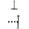 Hotbath Cobber IBS70 Regendoucheset - inbouw - 30cm plafondarm - 30cm ronde hoofddouche - 3 standen handdouche - mat/glans verouderd ijzer (zwart) SW677632
