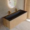 MONDIAZ KURVE 120cm Meuble salle de bain - couleur Oak - 1 tiroir - vasque BIG LARGE centre - 2 trous de robinet - Urban SW1138392