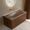 MONDIAZ KURVE-DLUX Meuble de salle de bains 90 cm couleur Walnut avec 1 tiroir et 0 porte. Lavabo BIG SMALL Central sans trou de robinet Oza. SW1432743