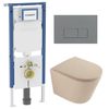QeramiQ Dely Toiletset - 36.3x51.7cm - diepspoel - rimless - Geberit UP720 inbouwreservoir - softclose toilet zitting - bedieningsplaat licht grijs - rechthoekige knoppen - mat beige SW1426542