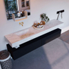 Mondiaz ALAN-DLUX Ensemble de meuble - 200cm - meuble Urban mat - 2 tiroirs - Lavabo Cloud Opalo suspendu - vasque Gauche - 0 trous de robinet SW806226