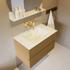 Mondiaz VICA-DLUX ensemble de meuble de salle de bain - 80cm - meuble sous-vasque oro - 2 tiroirs - lavabo encastré cloud milieu - sans trous de robinet - version haute de 60cm - opalo SW1086571