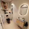 MONDIAZ TURE-DLUX Meuble toilette - 60cm - Washed Oak - EDEN - vasque Glace - position droite - 1 trou de robinet SW1103558