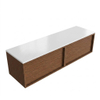 Saniclass Holz Frame Ensemble de meubles de salle de bains - 160x45x42.5cm - plan Torino en Solid Surface blanc - sans trou de robinet - 2 tiroirs - mat walnut pure (bois) SW1478834