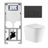 QeramiQ Dely Toiletset - 36.3x51.7cm - diepspoel - rimless - Geberit UP320 inbouwreservoir - met Burda frame - softclose toiletzitting - bedieningsplaat antraciet mat - rechthoekige knoppen - mat wit SW1164254