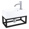 Differnz Force pack lave-mains – 40 x 22 x 11,5 cm – céramique blanche – robinet courbé chromé – avec cadre noir SW373268