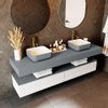 Mondiaz TOP 51 Plan vasque suspendu - 180x51x12cm - adapté pour vasque à poser - Solid surface - Plata SW1022385