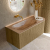 MONDIAZ KURVE-DLUX Meuble de salle de bains 105cm arrondi à droite couleur Dusk avec 1 tiroir et 1 porte. Lavabo BIG SMALL à gauche sans trou de robinet Arena. SW1431361