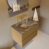 Mondiaz VICA-DLUX Ensemble de meuble de salle de bain - 70cm - meuble sous-vasque oro - 2 tiroirs - lavabo encastrée cloud milieu - sans trous de robinet - version haute de 60cm - lave SW1086851