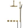 Hotbath Cobber @Work Regendoucheset - inbouw - 15cm plafondarm - 30cm ronde hoofddouche - staafhanddouche - glijstang - Geborsteld messing PVD SW677763