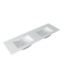 Saniclass Vygo Meubelwastafel - 141x2x46cm - overloop - 2 wasbakken - 2 kraangaten - keramiek - glans wit SW761663