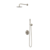 IVY Pact Ensemble de douche à effet pluie - encastré - inverseur d’arrêt 2 voies - bras de plafond 30 cm - tête de douche slim ronde 30 cm - barre de douche avec sortie - flexible de douche 150 cm - douchette satin spray - Nickel brossé PVD SW1035266