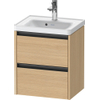 Duravit Ketho.2 Wastafelonderbouwkast - met 2 laden - 48.4x37.5x54.9cm - met grepen antraciet - natuur eiken mat SW772246