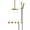 Hotbath Cobber IBS70 Regendoucheset - inbouw - 30cm plafondarm - 30cm ronde hoofddouche - 3 standen handdouche - glijstang - PVD - geborsteld messing (goud) SW677685
