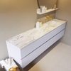 MONDIAZ VICA-DLUX Ensemble meuble de salle de bains - 200cm - meuble bas Cale - 4 tiroirs - lavabo encastré Cloud à droite - sans trous de robinet - version hauteur 60cm - Glace SW1088359