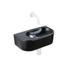 QeramiQ Fuente pack lave-mains – demi-rond – 40 x 21,5 x 12 cm – céramique noir mat – sans perçage – robinet blanc mat SW1233092