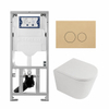 QeramiQ Dely Pack WC - 36.3x51.7cm - à fond creux - sans bride - réservoir encastré Geberit UP320 - abattant WC softclose 35 mm - plaque de déclenchement beige - boutons ronds - blanc mat SW1235371