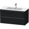Duravit Ketho.2 Wastafelonderbouwkast - met 2 laden - 101x48x55cm - met grepen antraciet - eiken zwart mat SW772281