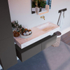MONDIAZ ALAN - DLUX Ensemble meuble de salle de bains - 130cm - meuble bas - Dark grey - 2 tiroirs - lavabo suspendu - cuve à droite - 0 trous de robinet - Ostra SW807111