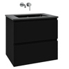 Adema Chaci Ensemble de meuble 61x46x57cm avec 2 tiroirs sans poignée vasque en céramique noir sans trou de robinet noir mat SW809353