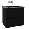 Saniclass Chaci Meuble de salle de bain - 60x45x55cm - lavabo en céramique noir mat - 1 vasque - sans trou de robinet - 2 tiroirs - noir mat SW809353
