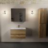 Mondiaz AIVY Ensemble de meuble - 80x45x50cm - 1 trou de robinet - 1 vasque Talc Solid surface - Centre - 2 tiroirs - avec armoire de toilette - Melamine Chai SW909435