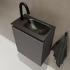 Mondiaz TURE Meuble lave-mains 40x23x50cm 1 trou de robinet 1 porte Dark grey mat Lavabo Eden Droite Solid Surface Noir SW475286