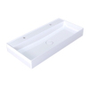 Arcqua Edge Lavabo à poser - 100x47x12cm - 2 trous de robinet - marbre de synthèse - blanc brillant SW1581341