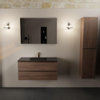Mondiaz AIVY Ensemble de meuble - 100x45x50cm - 1 trou de robinet - 1 vasque Urban Solid surface - Centre - 2 tiroirs - avec miroir - Melamine Mocha SW892448