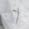 Fortifura Nebbio Badcombinatie-set - thermostaatkraan - wandaansluitbocht - met handdouchehouder - gladde doucheslang - staaf handdouche - badvulcombinatie - hoogglans chroom SW1238008