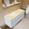 Mondiaz VICA-DLUX ensemble de meuble de salle de bain - 130cm - meuble sous-vasque argile - 4 tiroirs - lavabo encastré nuage double - sans trous de robinet - version haute de 60cm - ostra SW1085603