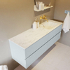 Mondiaz VICA-DLUX ensemble de meuble de salle de bain - 150cm - meuble sous-vasque argile - 4 tiroirs - lavabo encastré nuage droite - sans trous de robinet - version haute de 60cm - opalo SW1086601