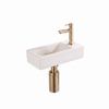 Saniclass Fuente Fonteinset - 40x22x10cm - solid surface off-white - afvoerplug - fonteinkraan - sifon - geborsteld messing SW1587195