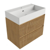 Saniclass Holz Atelier Badkamermeubelset - 80x45x72cm - Legend keramische wastafel mat wit - 1 wasbak - 1 kraangat - 2 lades - mat eiken natural (hout) SW1579612