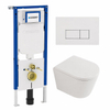 QeramiQ Dely Toiletset - 36.3x51.7cm - diepspoel - rimless - Geberit UP720 inbouwreservoir - softclose toilet zitting - 35mm - glans witte bedieningsplaat - rechthoekige knoppen - mat wit SW1428013