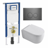 QeramiQ Dely Swirl Toiletset - 36.3x51.7cm - Geberit UP720 Duofix Sigma inbouwreservoir - 35mm zitting - gunmetal bedieningsplaat - ronde knoppen - glans wit SW1413876