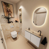 MONDIAZ TURE-DLUX Meuble WC 80 cm Linen. EDEN lavabo Frappe position droite. Avec 1 trou de robinet. SW1102833