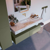 Mondiaz ALAN-DLUX Ensemble de meuble - 130cm - meuble Army mat - 2 tiroirs - Lavabo Cloud Frappe suspendu - vasque Centre - 0 trous de robinet SW805711