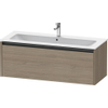 Duravit Ketho.2 Wastafelonderbouwkast - met 1 lade - voor enkele wastafel - 121x48x44cm - met greep antraciet - eiken terra mat SW773023