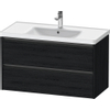 Duravit Ketho.2 Wastafelonderbouwkast - met 2 laden - 98.4x45.5x54.9cm - met grepen antraciet - eiken zwart mat SW772335