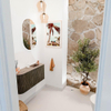 Mondiaz JOYA-DLUX 81.6cm toiletmeubel - ronding links kleur Shadow - Wastafel FAYE positie Rechts 1 kraangat kleur Arena. SW1424829