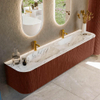 Mondiaz KURVE-DLUX Ensemble de meuble de salle de bains - 200x46x40cm - 2 tiroirs - 2 portes - vasque solid surface - double - 2 trous de robinet - Ruby SW1415989