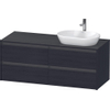 Duravit Ketho.2 Wastafelonderbouwkast - inclusief consoleplaat - met 4 laden - voor waskom rechts - 140x55x56.8cm - met handgrepen antraciet - eiken zwart mat SW772850