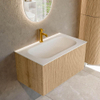 MONDIAZ KURVE Meuble de salle de bains 80 cm couleur Oak avec 1 tiroir. Lavabo BIG SMALL central 1 trou de robinet Talc. SW1138171