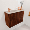 Mondiaz JOYA-DLUX 61.6cm toiletmeubel - ronding rechts kleur Ruby - Wastafel FAYE positie Links 1 kraangat kleur Opalo. SW1423724