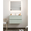 MONDIAZ VICA Ensemble de meuble salle de bain - 80cm - 2 tiroirs - lavabo Denia milieu - 1 trou de robinet - solid surface gris SW410750