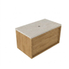 Saniclass Holz Frame Badkamermeubelset - 80x45x43cm - Travertine natuurstenen topblad - zonder kraangat - 1 lade - mat eiken natural (hout) SW1478839
